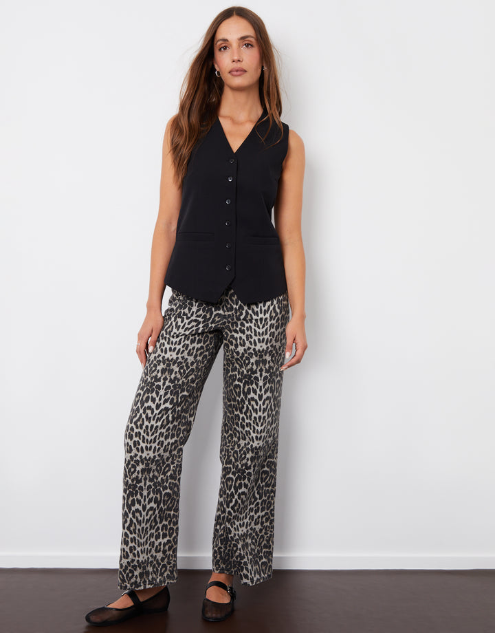 Black Long Fitted Lined Tailored Waistcoat