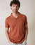 Rust Orange Crochet Detail Revere Collar Polo Shirt