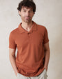 Rust Orange Crochet Detail Revere Collar Polo Shirt