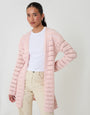 Threadbare Pointelle Knit Longline Cardigan in Pink - front view