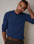 Denim Blue Cable Knit Rib Crew Neck Jumper
