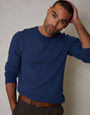 Denim Blue Cable Knit Rib Crew Neck Jumper