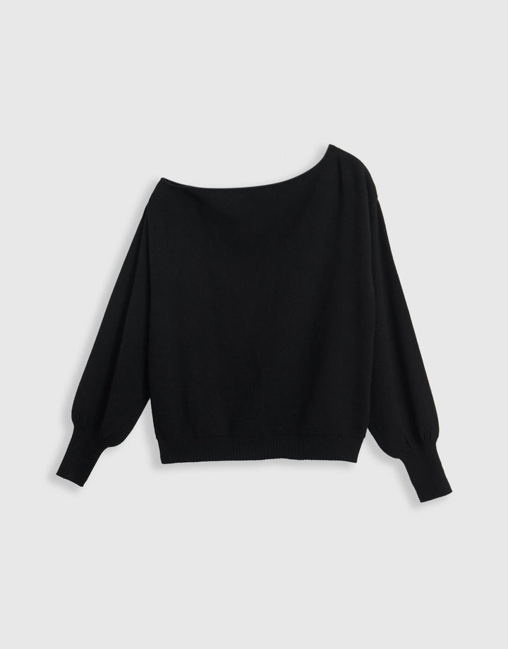 The Signature Soft Slash Neck Jumper in Black