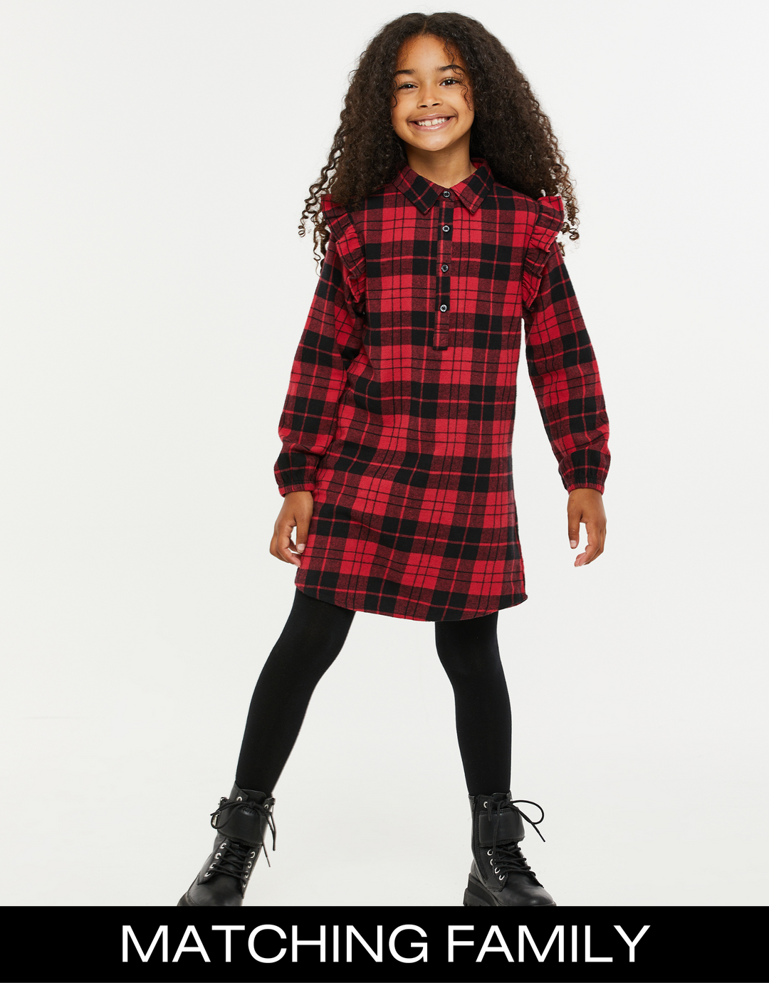 Threadgirls Girls' Red Check Flannel Dress