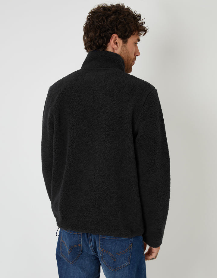 Black Quarter Zip Borg Sweatshirt