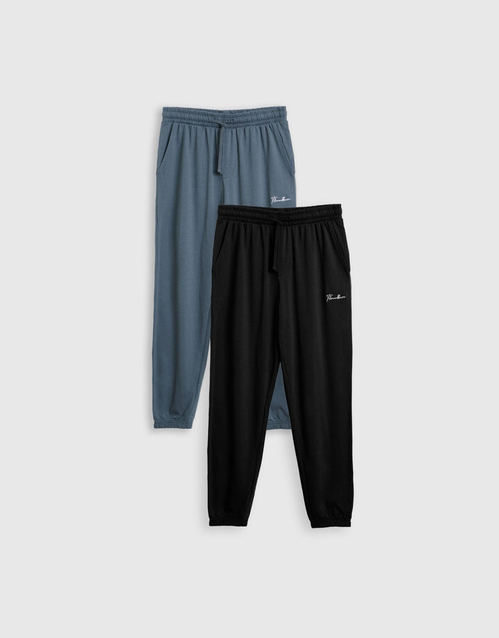 Threadbare 2 Pack Cuffed Joggers in Black & Grey - flat lay