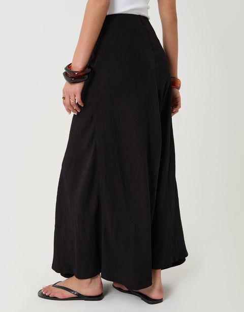 Threadbare Tie Sash Midi Skirt in Black - back view