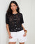 Black Crochet Button Up Top