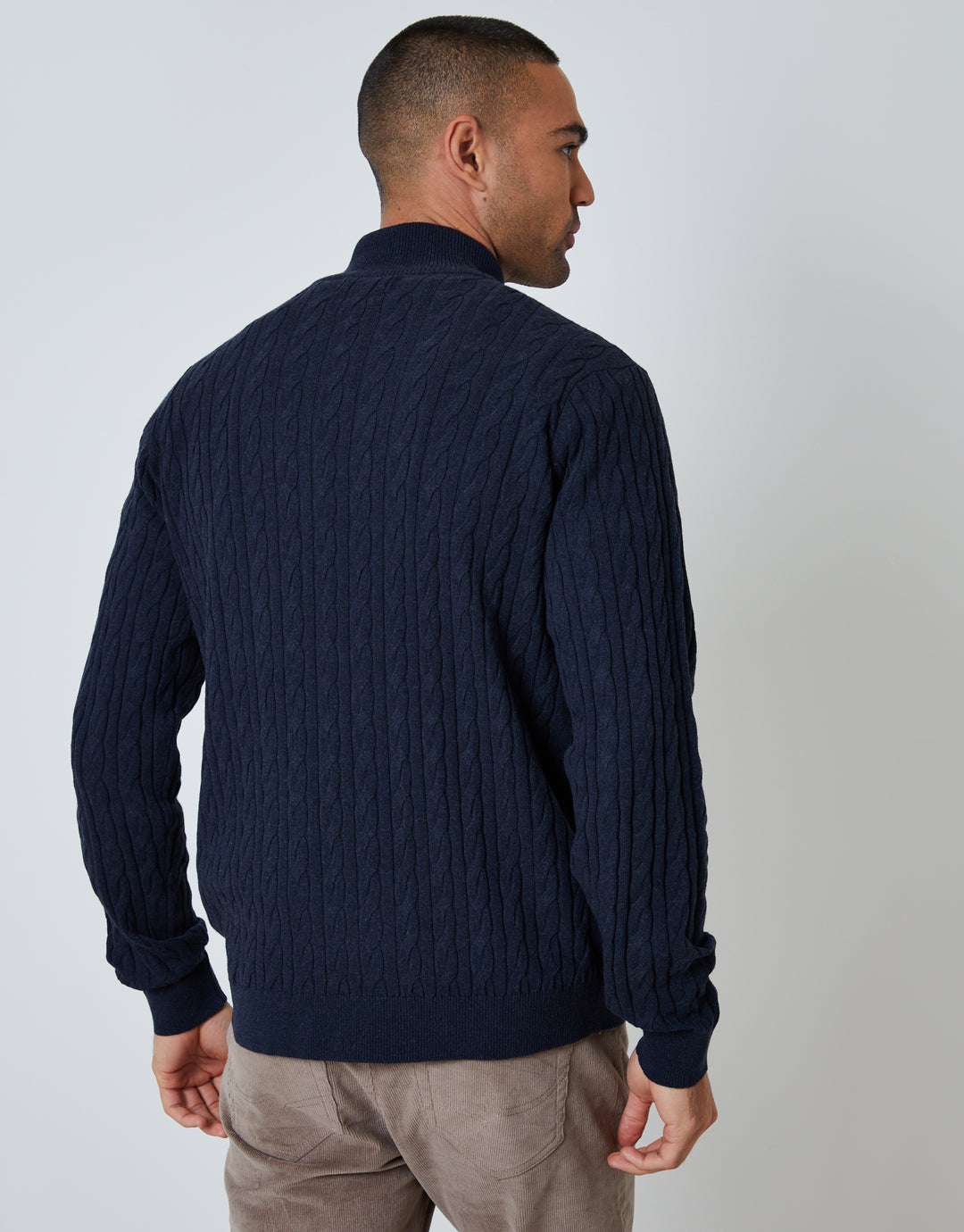Navy Cable Knit Quarter Zip Jumper