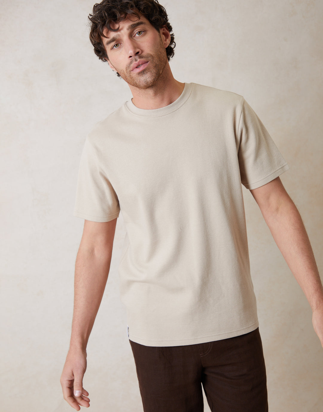 Stone Ottoman Textured T-Shirt