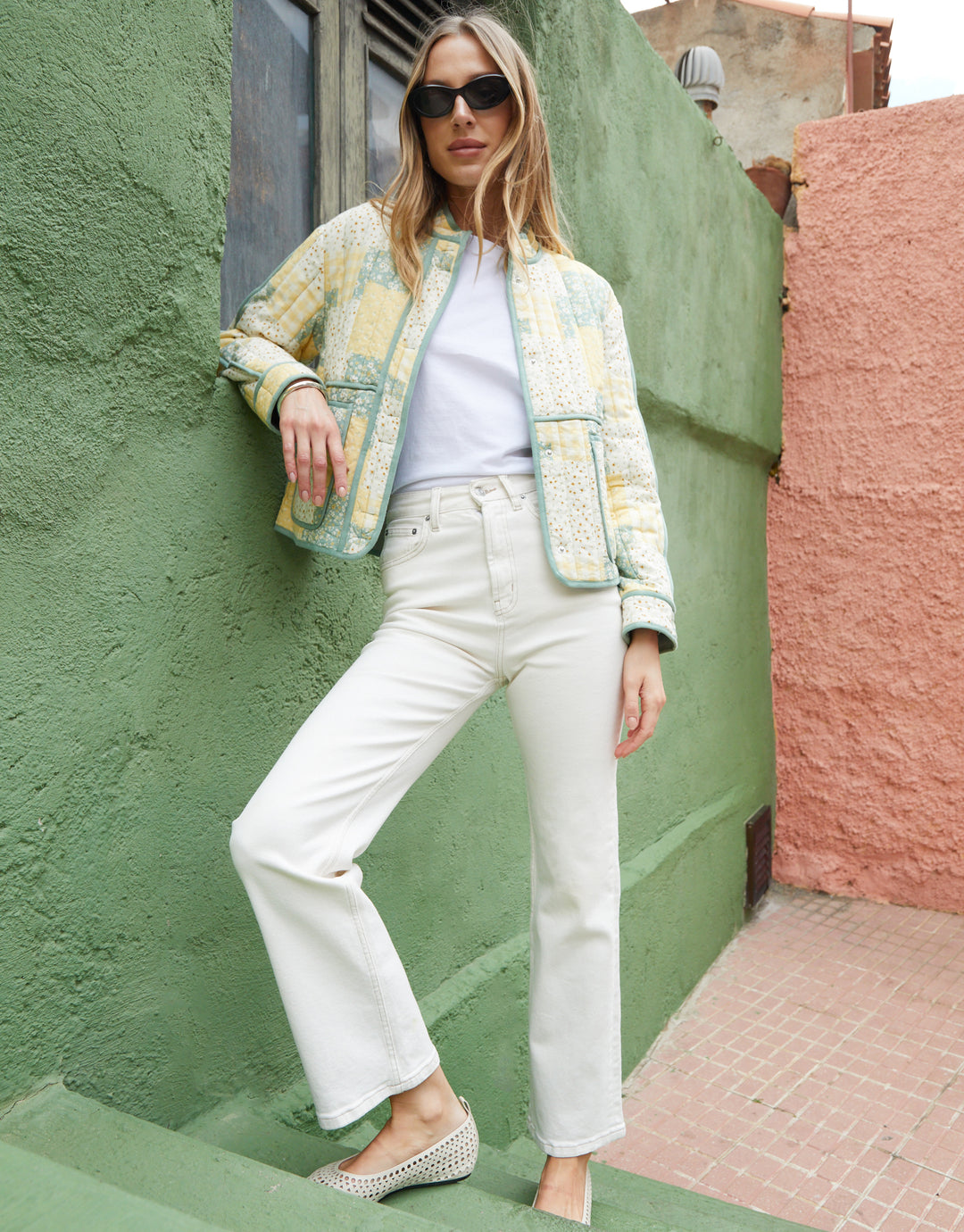 Yellow Floral Patchwork Quilted Jacket