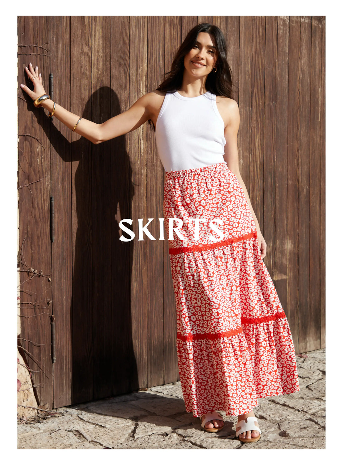 Skirts - Rd flower print flowy skirt