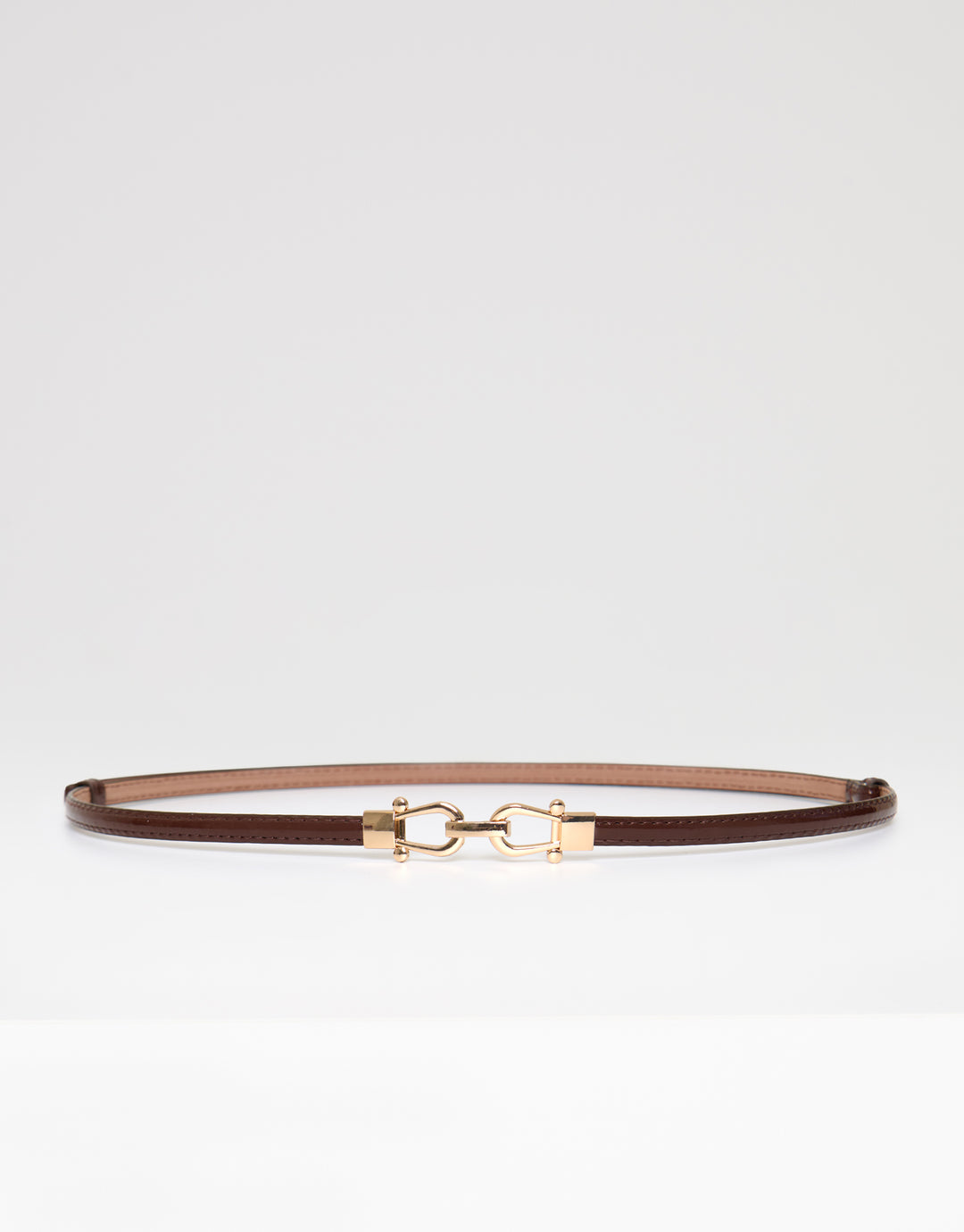 Threadbare Faux Leather Belt with Horsebit Buckle in Brown - full view