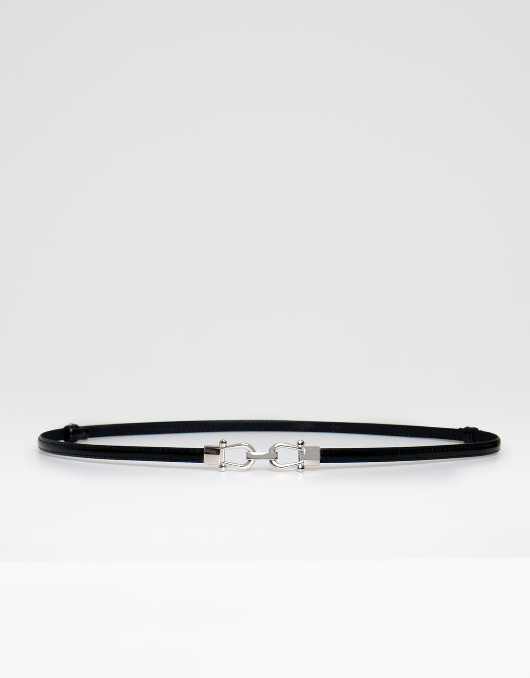 Threadbare Faux Leather Belt with Horsebit Buckle in Black - full view