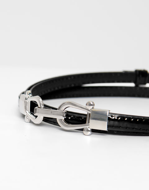 Threadbare Faux Leather Belt with Horsebit Buckle in Black - detail