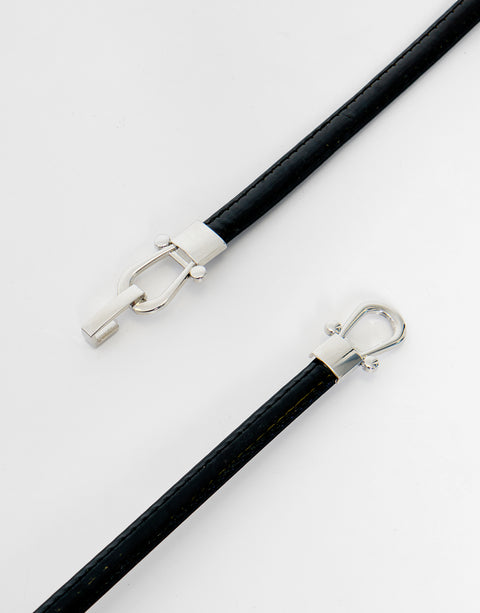 Threadbare Faux Leather Belt with Horsebit Buckle in Black - buckle view