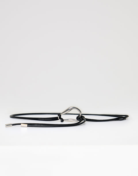 Threadbare Faux Leather Rope Belt in Black - full view