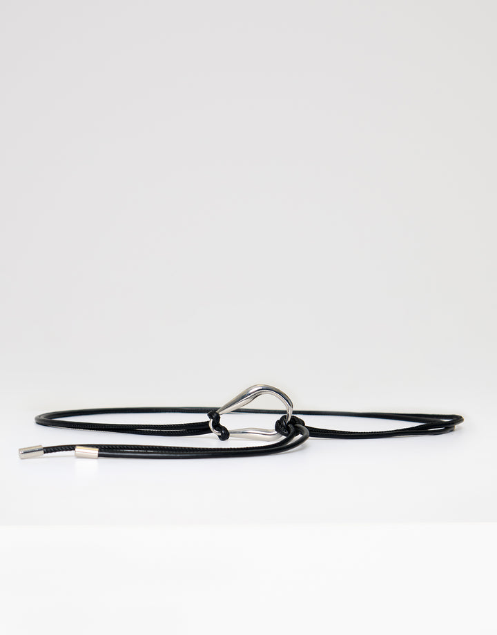 Threadbare Faux Leather Rope Belt in Black - full view