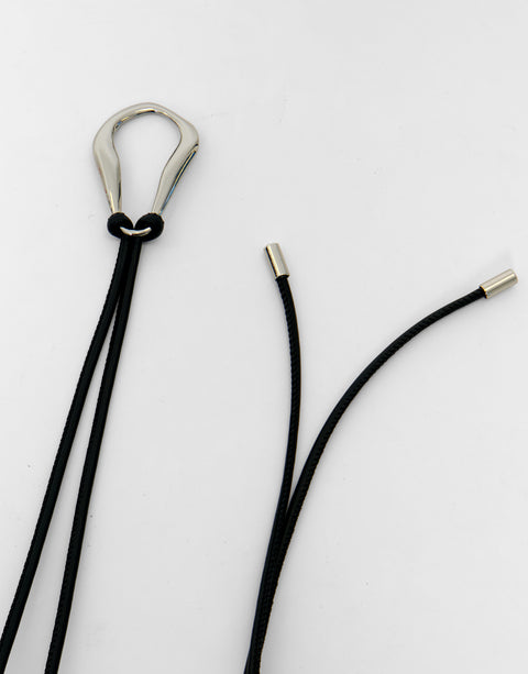 Threadbare Faux Leather Rope Belt in Black - full view