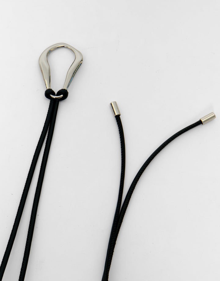 Threadbare Faux Leather Rope Belt in Black - full view