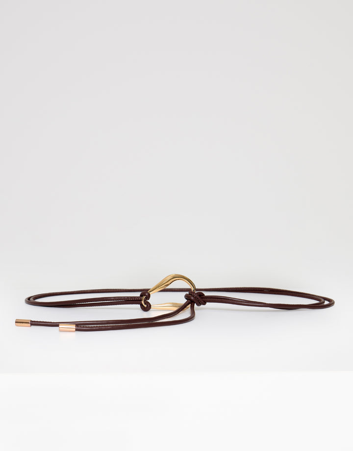 Threadbare Faux Leather Rope Belt in Brown - full view