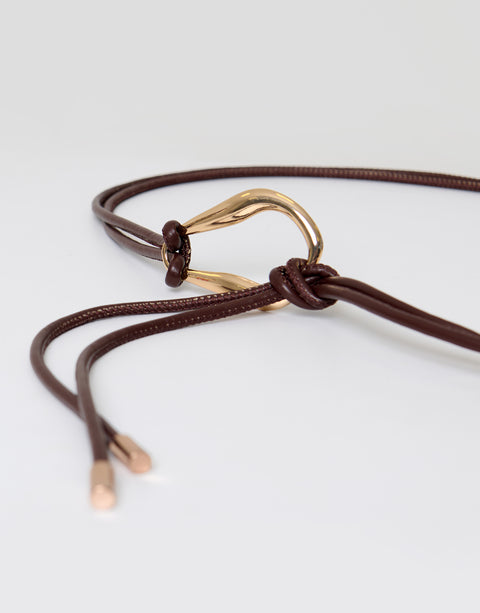 Threadbare Faux Leather Rope Belt in Brown - buckle detail