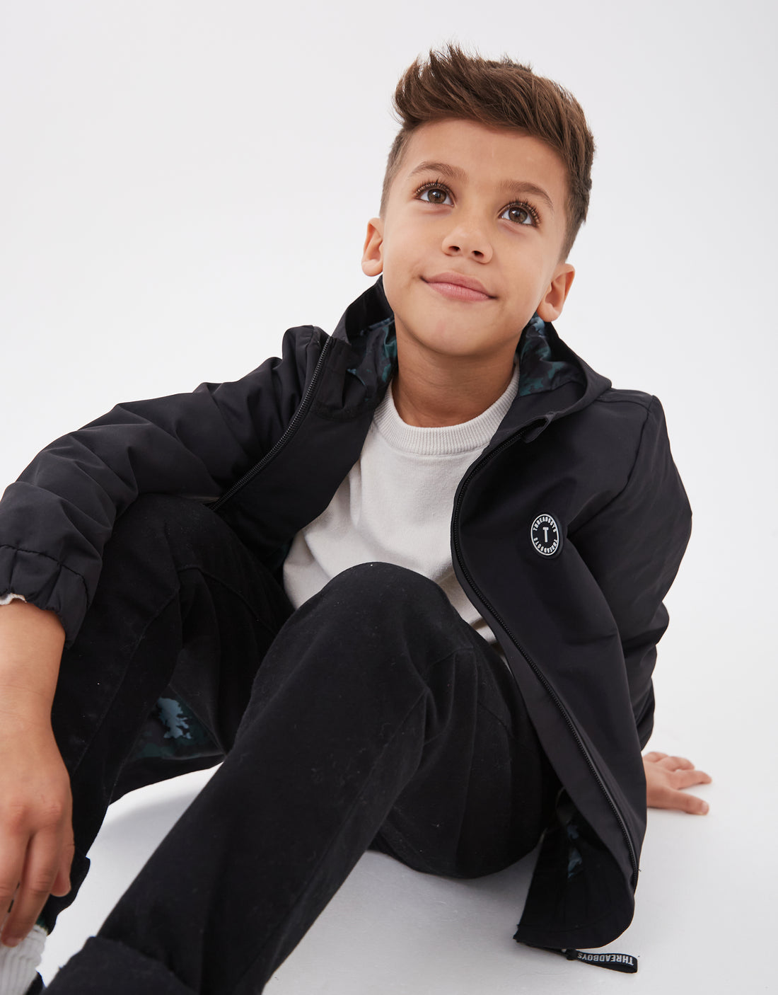 Boys' Black Hooded Lightweight Kids' Jacket – Threadbare