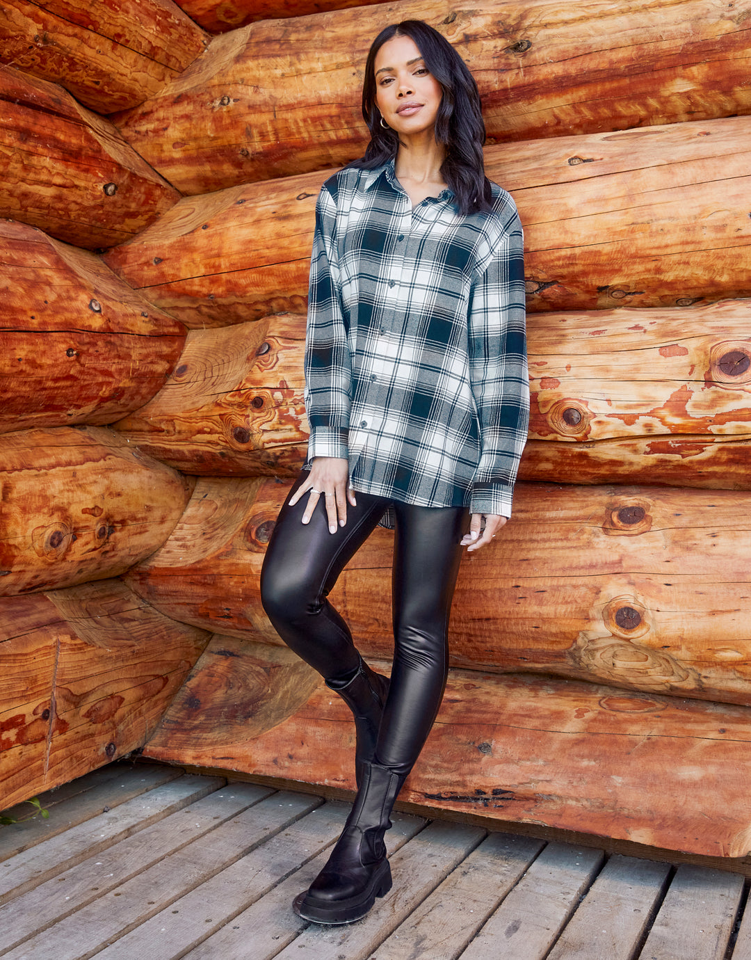 Black & White Check Long Sleeve Shirt