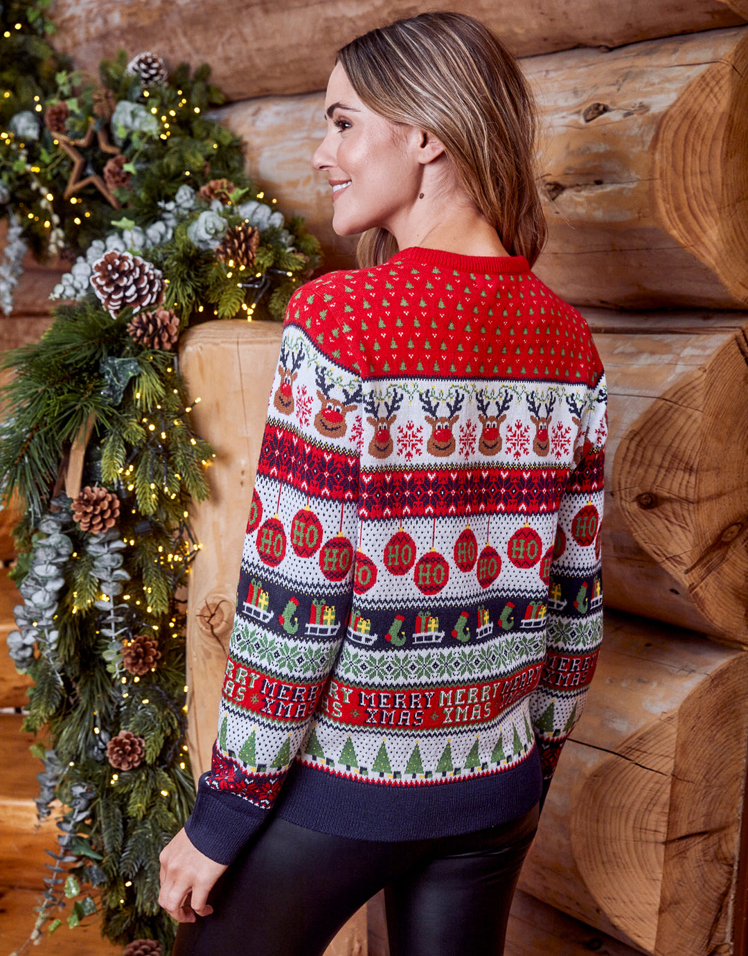 Red Reindeer Bauble Fairisle Christmas Jumper