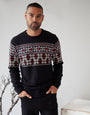 Black Fairisle Metallic Thread Crew Neck Christmas Jumper
