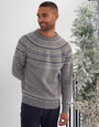 Fairisle Knitted Raglan Jumper in Grey