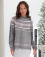 Fairisle Knitted Raglan Jumper in Grey