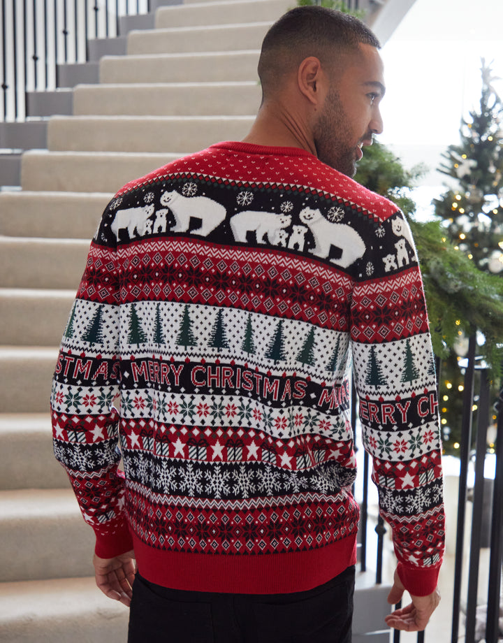 Red Fairisle Knitted Christmas Jumper