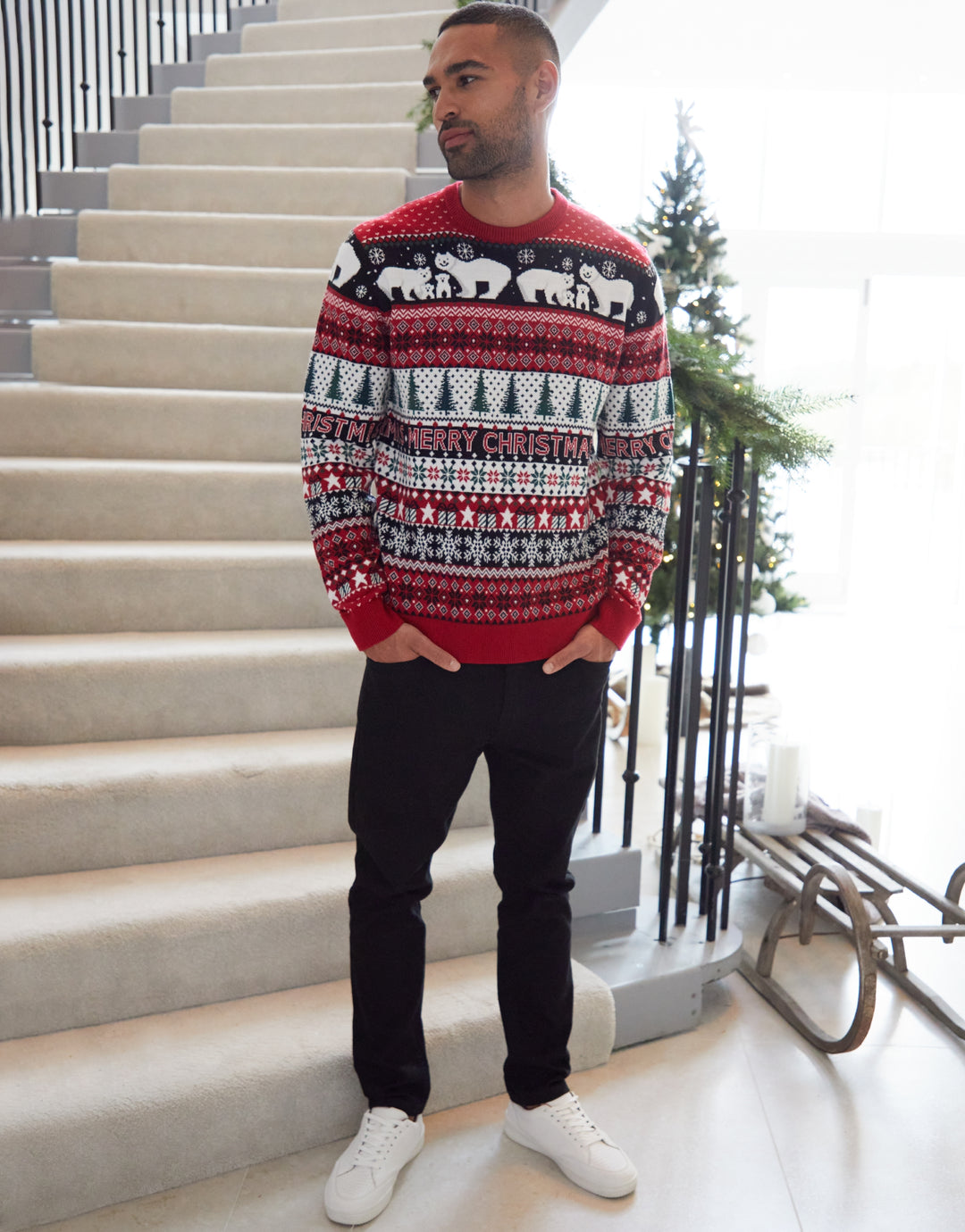 Red Fairisle Knitted Christmas Jumper