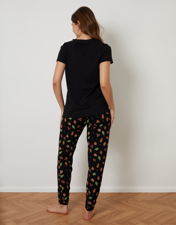 Black Pumpkin Graphic Print Pyjamas (2-Piece Set)