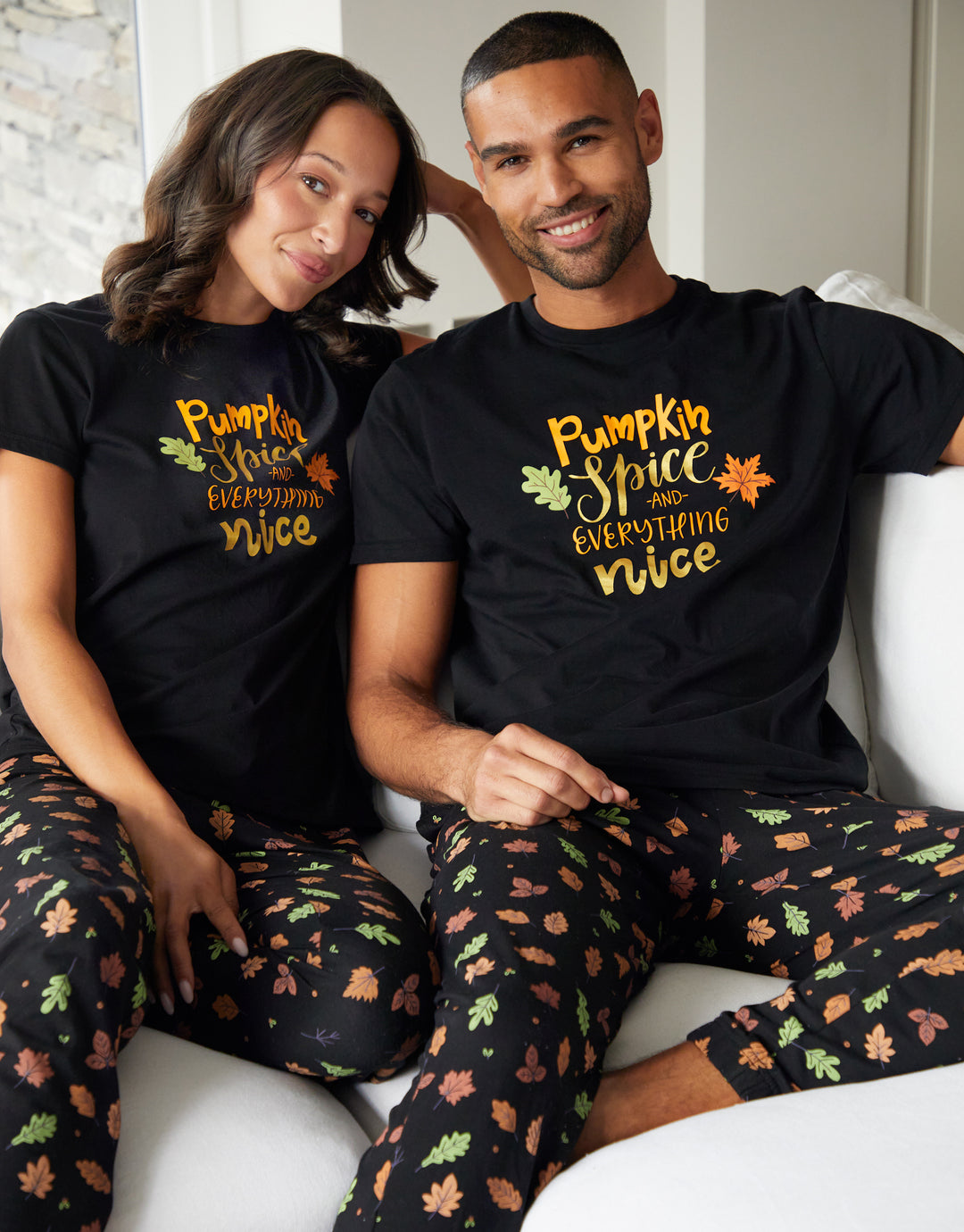 Black Pumpkin Graphic Print Pyjamas (2-Piece Set)