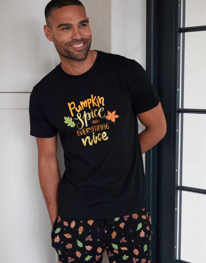 Black Pumpkin Graphic PrintPyjamas (2-Piece Set)