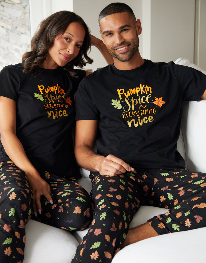 Black Pumpkin Graphic PrintPyjamas (2-Piece Set)