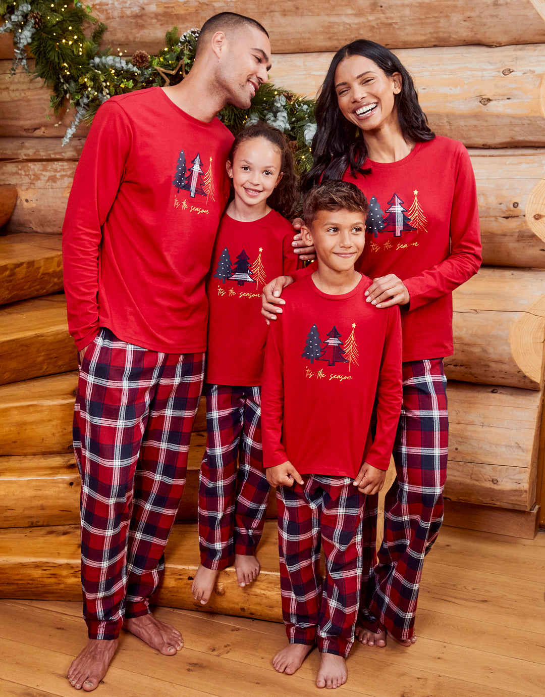 Christmas Pyjamas Kids Check Pjs Threadbare Kids' Unisex Red