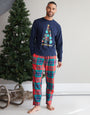 Navy Christmas Tree Graphic Long Sleeve Check Pyjamas