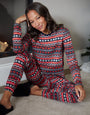 Red Fairisle Long Sleeve Christmas Pyjamas (2-Piece Set)
