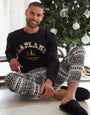 Black Lapland Fairisle Long Sleeve Christmas Pyjamas (2-Piece Set)