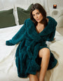 Teal Green Fluffy Dressing Gown