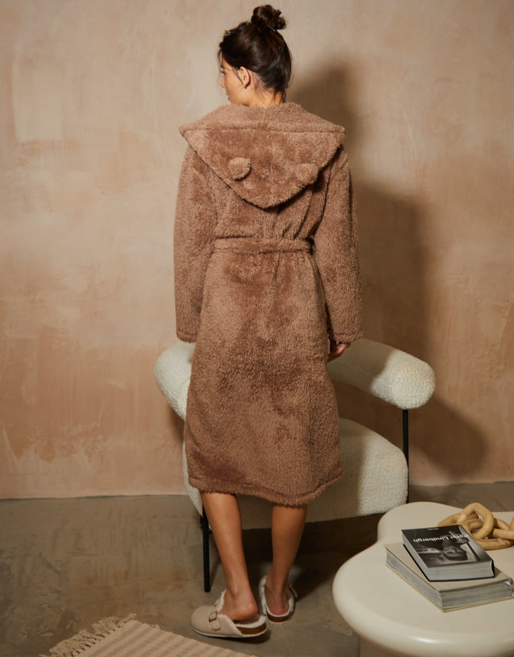 Light Brown Fluffy Dressing Gown