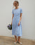 Blue Jersey Midi Smock Dress with Pockets
