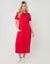 Red Jersey Midi Smock Dress with Pockets
