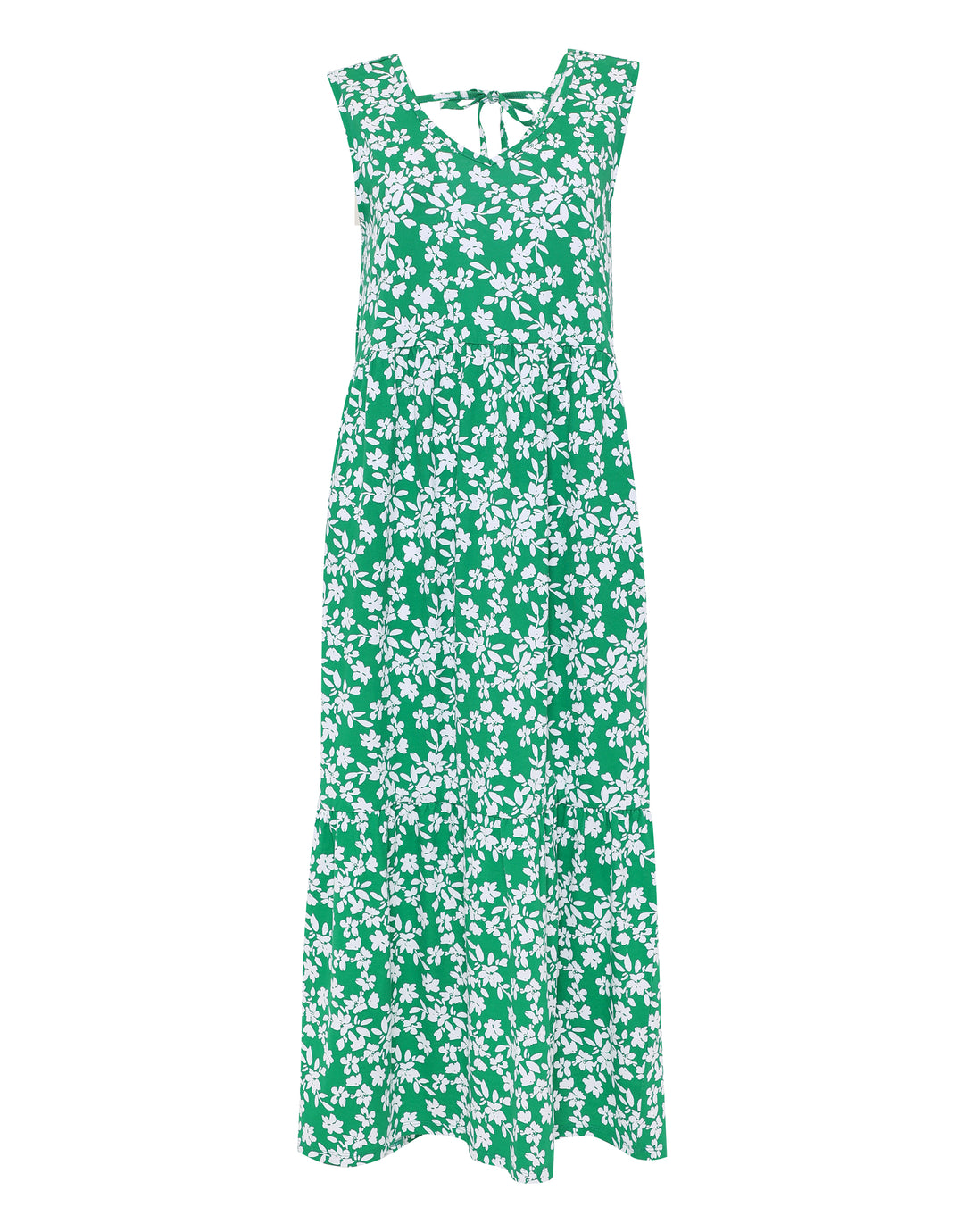 Threadbare Women's Green Floral Print Tiered Sleeveless Ladies' Jersey Midi Dress with Pockets Threadbare Women's Green Floral Print Tiered Sleeveless Ladies' Jersey Midi Dress with Pockets