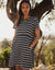 Navy Stripe Jersey Smock Dress with Pockets