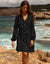 Black Belted Grandad Collar Cotton Crinkle Shirt Dress