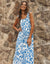 Blue Antique Floral Print Maxi Dress
